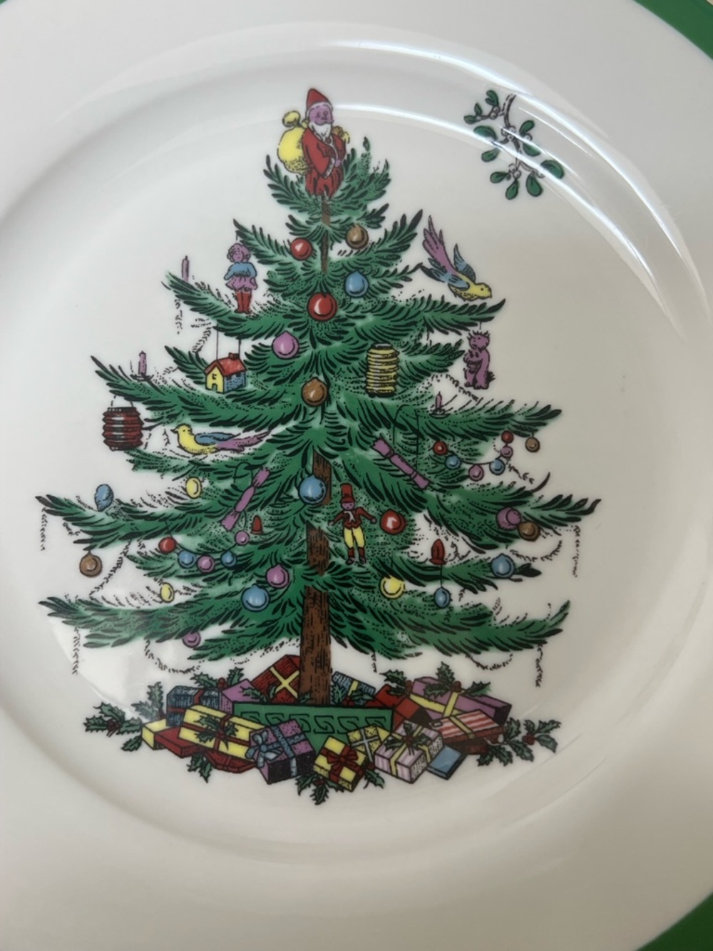 Spode Green Rim Christmas Tree 9” Plate - Picture 3 of 5